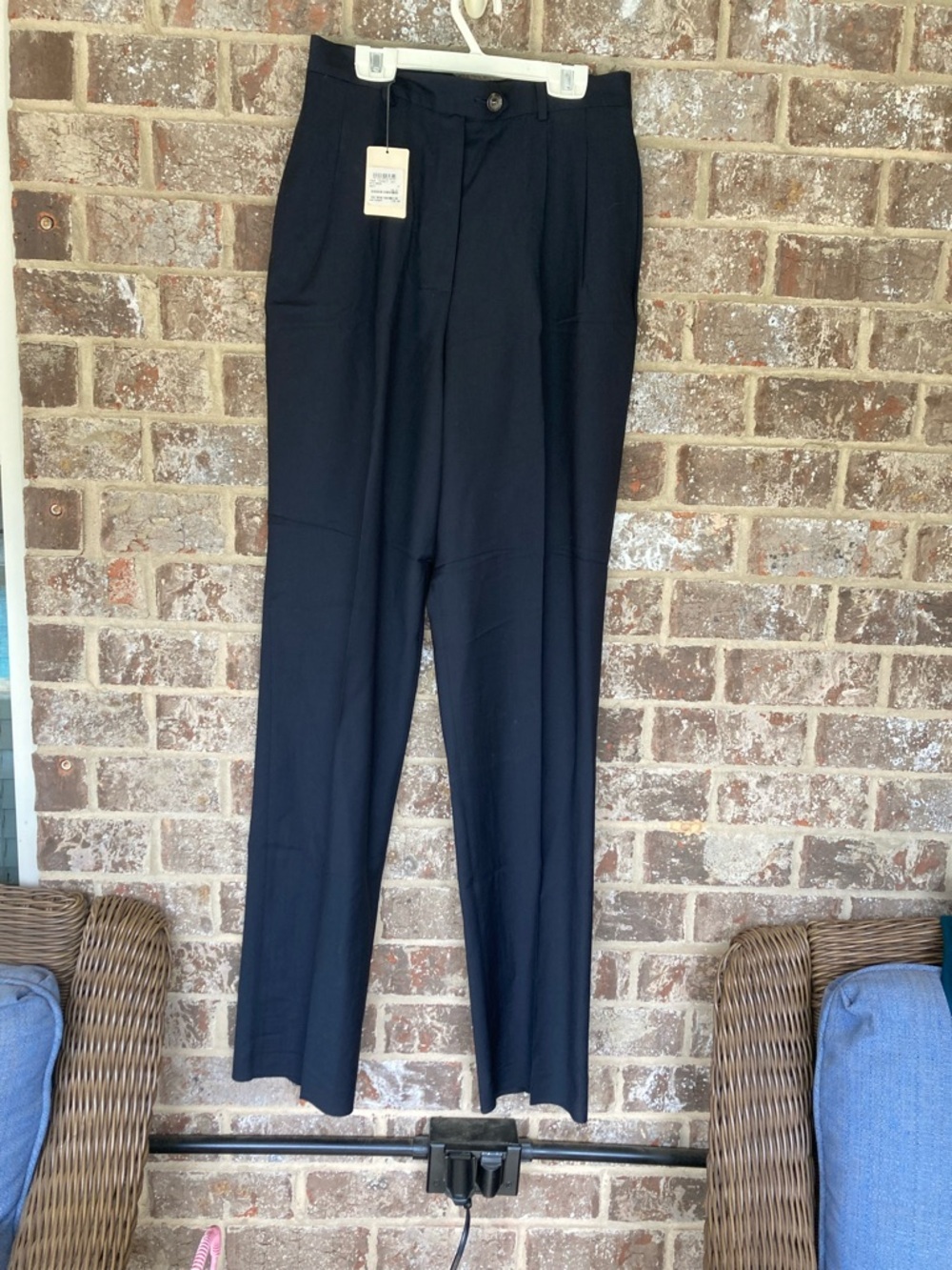 Super 100’s made in Italy 100% virgin wool trouser pants navy size 8 NWT